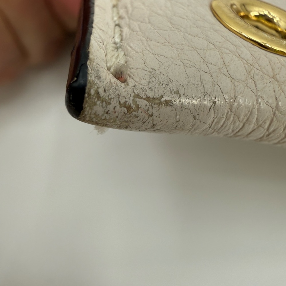 Michael Kors Studded Wristlet Clutch Beige Leather Gold Grommet Zip Pouch Wallet - Picture 14 of 16